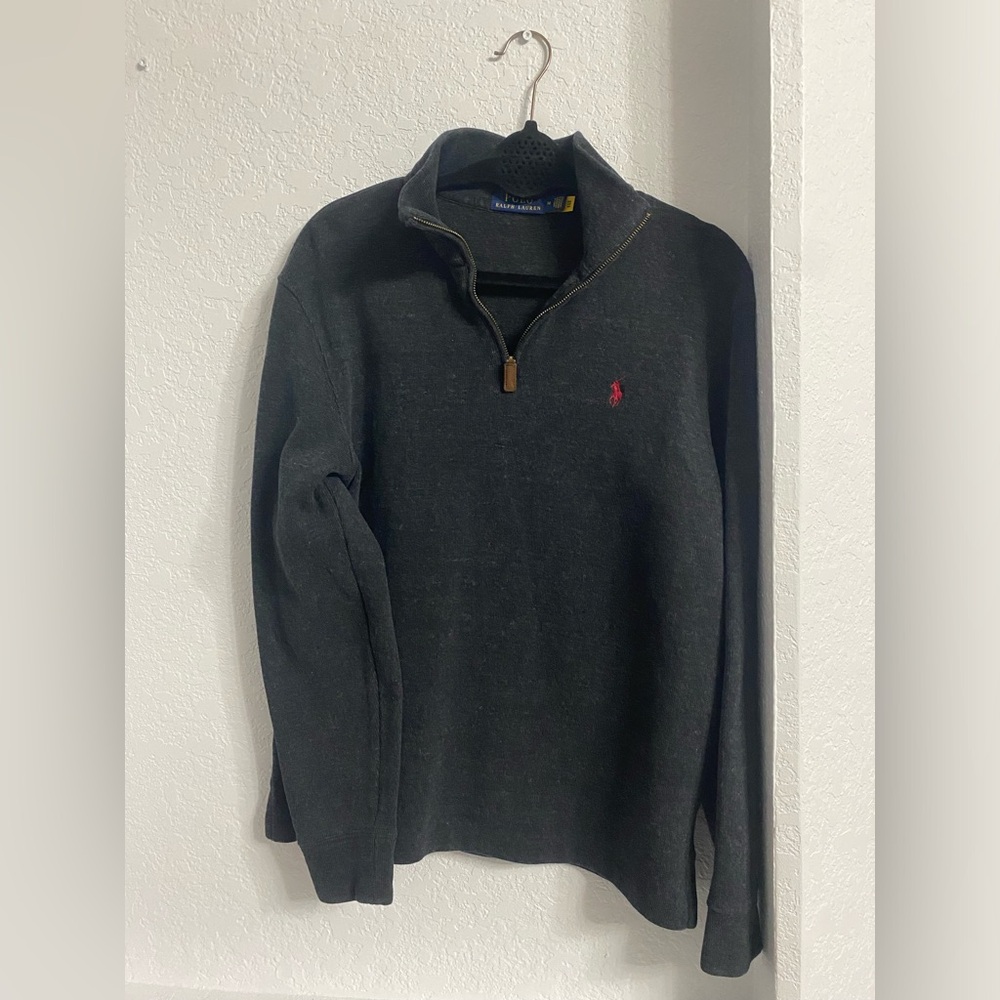 Polo by Ralph Lauren Men's Charcoal Zip-Up Sweater